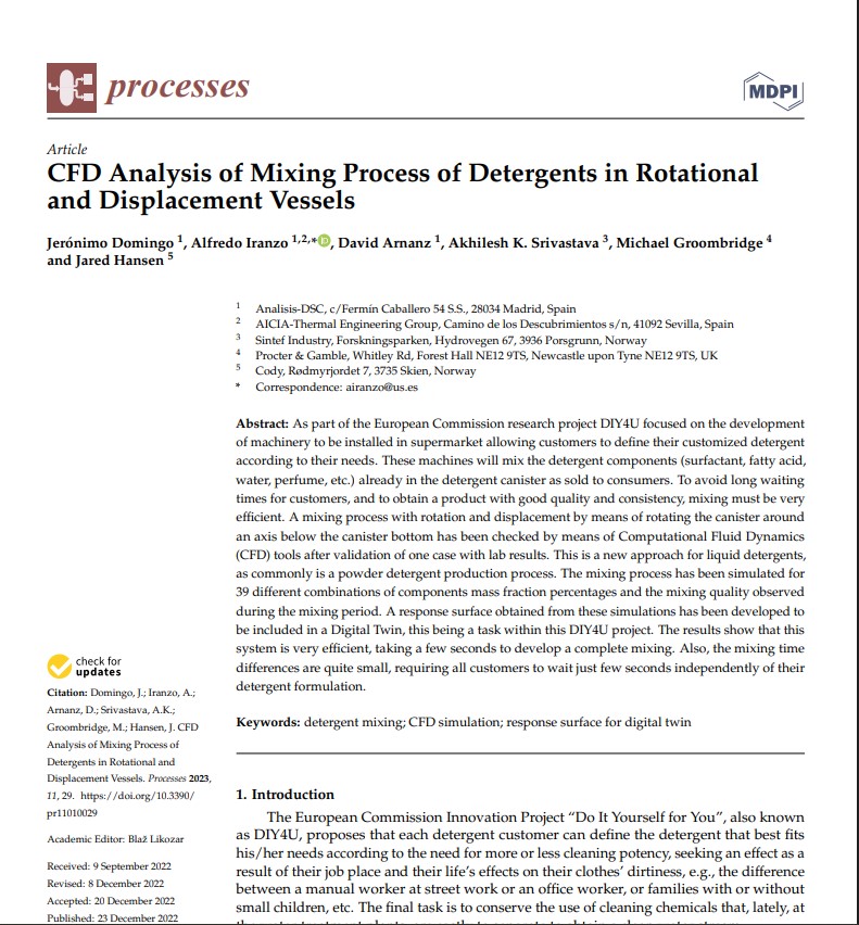 CFD Analysis of Mixing Process of Detergents in Rotational and Displacement Vessels